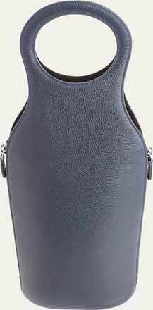 Royce Leather Monogrammed Leather Wine Champagne Bottle Carrying Case