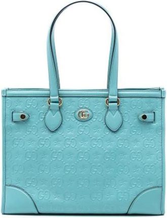 Gucci Pre-owned Tote Bags, female, Blue, Size: ONE SIZE Pre-owned Leather Tote