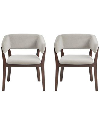 Manhattan Comfort Set Of 2 Blake Dining Armchairs With Beech Wood Legs