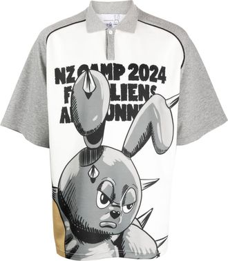 Natasha Zinko Camping cotton-blend polo shirt - unisex - Cotton/Polyester/Spandex/Elastane - L - White