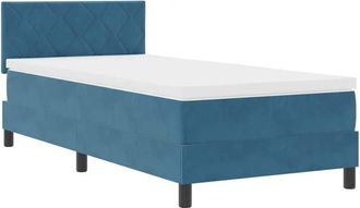 vidaXL Cama Con Somier Y Colch&oacute;n Azul Oscuro 90 X 190 Cm Tela Vidaxl