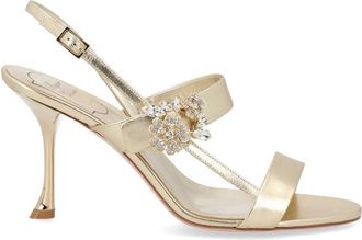 Roger Vivier Metallic Finish Crystal Embellished Sandals