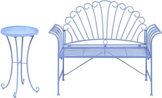 Beliani Conjunto de balc&oacute;n Metal Azul claro