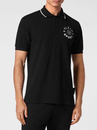 Plein Sport Polo a maniche corte in cotone con colletto classico e logo a contrasto