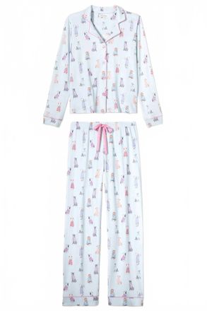PJ Salvage Womens Dog Gone Cold Brushed Pointelle Set In Blue Haze