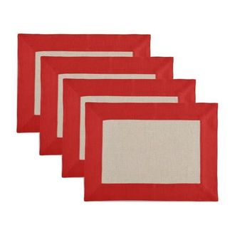 Solino Home Linen Placemats - Contempo, 14 x 19 in Red And Natural at Nordstrom, Size Medium