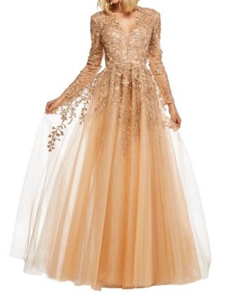 Sherri Hill A-Line Prom Dress In Gold