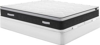 Vente-Unique Conjunto somier arc&oacute;n blanco + colch&oacute;n h&iacute;brido de muelles ensacados y espuma viscoel&aacute;stica de 25 cm de grosor - Colecci&oacute;n de Arte ASTRIA de YSM&Eacute;E