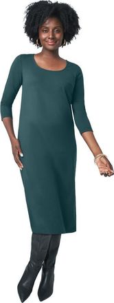 Jessica London Stretch Cotton T Shirt Dress in Mystic Pine at Nordstrom, Size 22