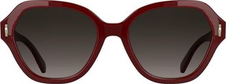 Longchamp Roseau 56mm Gradient Modified Rectangular Sunglasses in Burgundy at Nordstrom