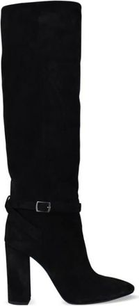 Saint Laurent Su&egrave;de Laarzen - Dames - Laarzen met Hak - Zwart - 37 EU - Su&egrave;de - Schoenen