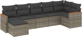 vidaXL Set De Sof&aacute;s De Jard&iacute;n 7 Piezas Con Cojines Rat&aacute;n Pe Gris Vidaxl