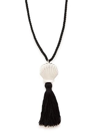Julietta &Eacute;ze Shell Pendant Cord Necklace - Black - One Size