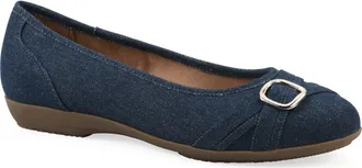 White Mountain Calming Buckle Strap Flat in Dark Denim/Fabric at Nordstrom Rack, Size 9.5