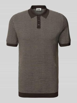 Drykorn Drykorn Slim Fit Strick-Poloshirt in Two-Tone-Machart Modell Triton in Dunkelbraun, Gr&ouml;&szlig;e XXL