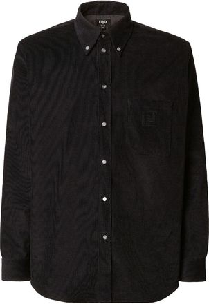 Fendi Camicia Comfort Fit In Velluto-Uomo