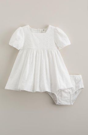 Nordstrom Bubble Cotton Broderie Anglaise Dress with Bloomers in White at Nordstrom, Size 24M