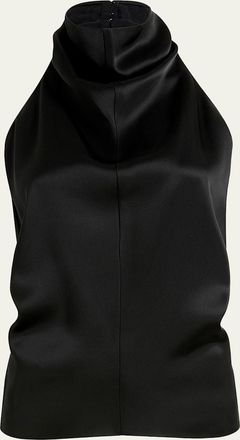 Khaite Rone Draped Satin Halter Top
