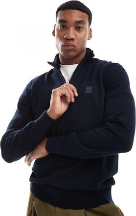 Boss Orange by Hugo Boss Kanobix - Maglione blu navy con zip corta