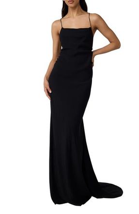 Diane Von F&uuml;rstenberg Stanton Lace Detail Crossback Gown in Black at Nordstrom, Size X-Small
