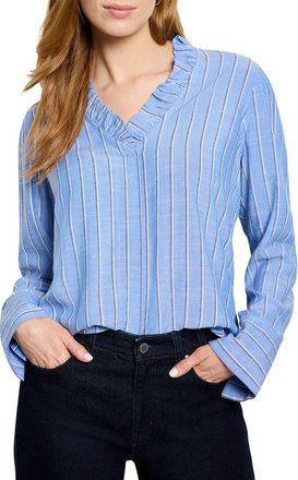 Nic+Zoe Nic+Zoe Striped Ruffled Around Top