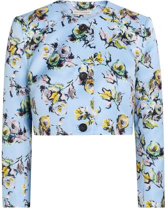 Emilia Wickstead Lizette Floral-print Duchess-satin Jacket - Green - 14 (UK14 / L)