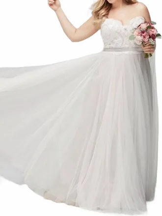 Watters Della Strapless Plus Bridal Gown In Ivory/ivory