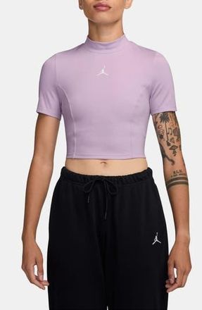 Nike Jordan Mock Neck Crop Top in Doll/White at Nordstrom Rack, Size Xx-Large