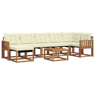 vidaXL Conjunto De Sof&aacute;s De Exterior Con Coj&iacute;n 8 Pcs Natural Y Crema Vidaxl
