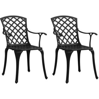 vidaXL Garden Chairs 2 pcs Cast Aluminium Black vidaXL