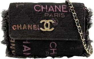 Chanel Pre-owned Denim Mini Shoulder Bag - Dames - Vintage Mini Tas - Zwart - ONE Size - Denim - Vintage