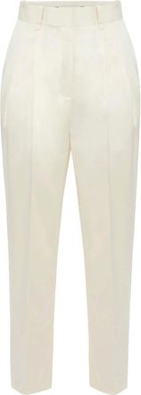 Elisabetta Franchi Stretch satijnen broek - Dames - Broeken - Beige - Maat: L Satijn