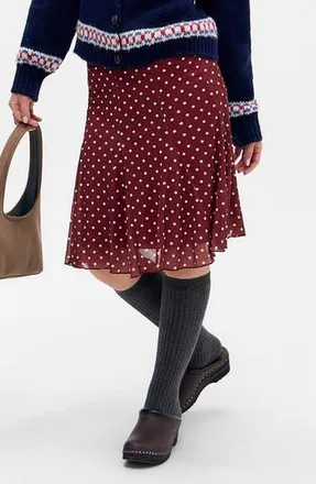BDG Joni Polka Dot Skirt in Burgundy Spot at Nordstrom Rack, Size Medium