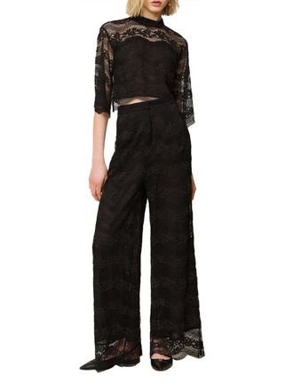 Twin-Set Macram&eacute; Wide-Leg Pants