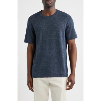 Nordstrom Linen & Cotton Short Sleeve Sweater Tee in Navy Sapphire Heather at Nordstrom, Size Xxx-Large