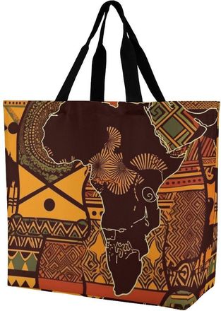 Generic African Map Ethnic Pattern Handbag Handle Women Handbag Durable Tote Bags For Ladies Work Daily Use