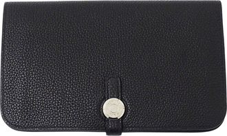 Herm&egrave;s Black Togo Leather Long Wallet (Bi-Fold) (Pre-Owned)