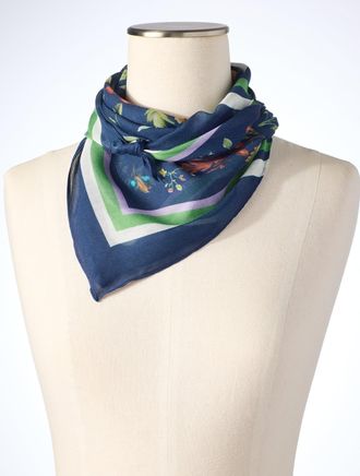 Talbots Romantic Foliage Square Scarf - Ink - 001 Talbots