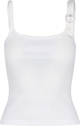Courr&egrave;ges Fitted White Top With Classic Neckline