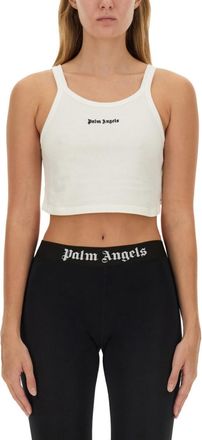 Palm Angels White Logo Scoop Neck Top