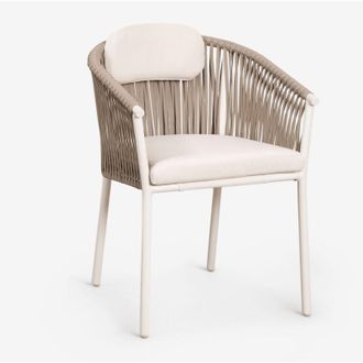 Sklum Pack De 2 Sillas De Comedor Apilables Con Reposabrazos En Aluminio Y Cuerda Trenzada Ondina Sklum