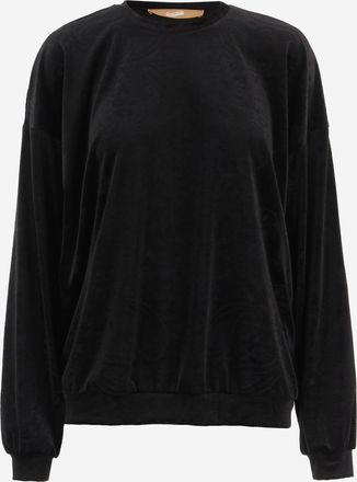 DON'T @ ME Black Ribbed Velvet Sweater