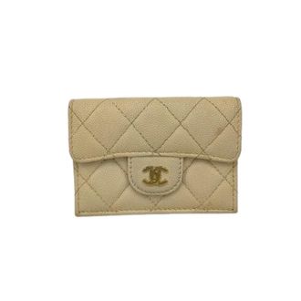 Chanel Pre-owned Wallets, female, Beige, Size: ONE SIZE Pre-owned Matelasse Caviar Leather Trifold Wallet