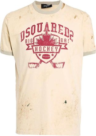 Dsquared2 Mens Dsquared2 Hockey Design Champagne T-Shirt - Size: 40