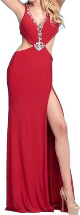 Mac Duggal Side Cut-Outs Evening Gown In Red