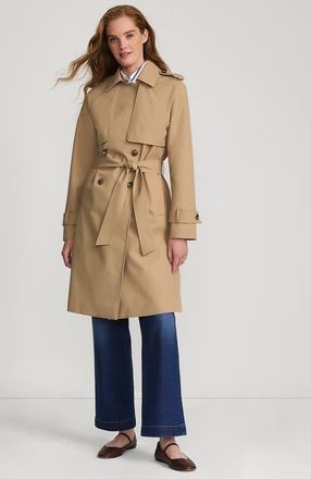 Lands End Squall Waterproof Modern Trench Coat in Desert Tan at Nordstrom, Size X-Largep