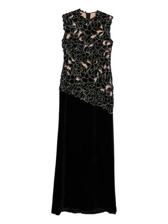 Costarellos floral-appliqu&eacute;d maxi dress - Black
