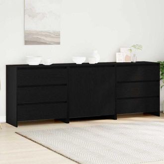 vidaXL Credenza 3 pcs Nero 70 x 41 x 75 cm Legno multistrato - Vidaxl