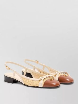 Valentino Garavani leather raffia slingback ballerinas open toe