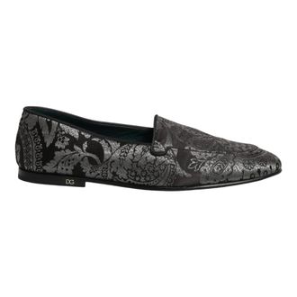 Dolce & Gabbana Loafers, male, Gray, Size: 11 US Jacquard Leather Slip-On Loafers